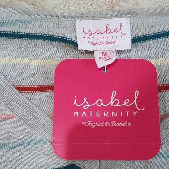 ISABEL MATERNITY Lightweight Knit Sweater Multi-colored Stripes Womens Sz M NWT - Picture 2 of 5